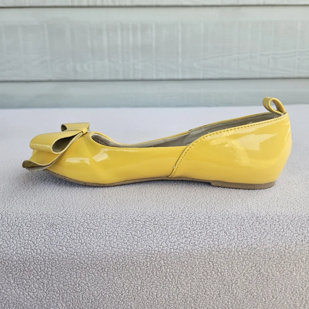 Joyfolie Lyra Yellow Peep Toe Bow Flat Girl Youth SZ 1 Spring Formal Dress